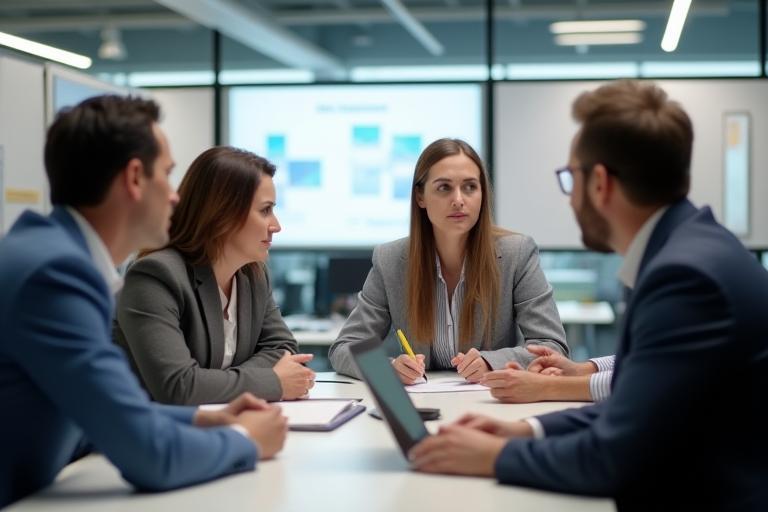 Kaiyo Talent Partners team discussing recruitment strategy in a modern office