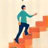 Illustration of a person climbing stairs, representing outplacement services